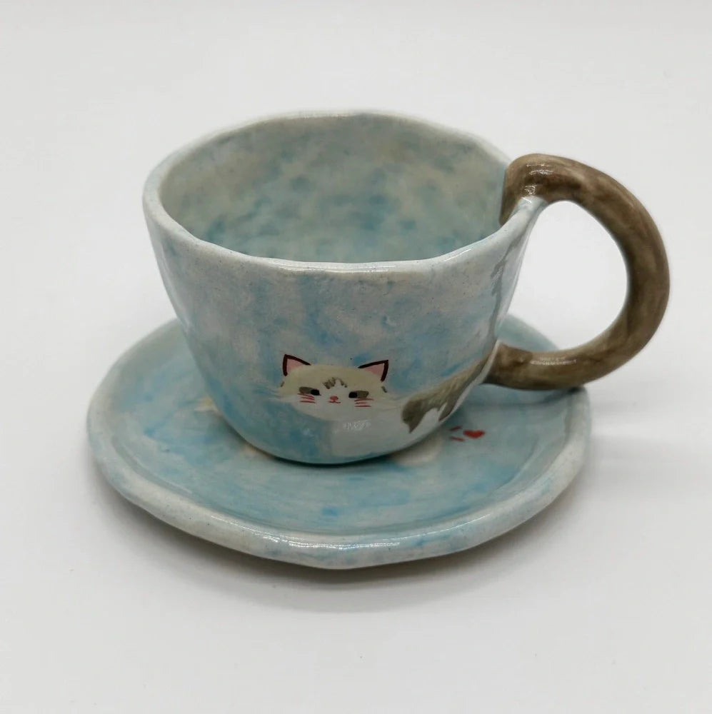 Tailored Pet Portrait Cup & Saucer Set -- Chibi Version