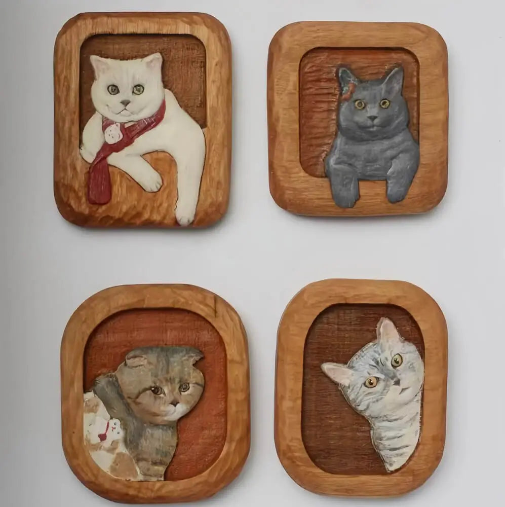 Tailored Pet Portrait Fridge Magnet in Wood