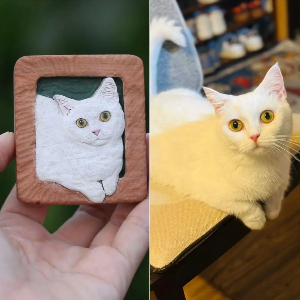 Tailored Pet Portrait Fridge Magnet in Wood