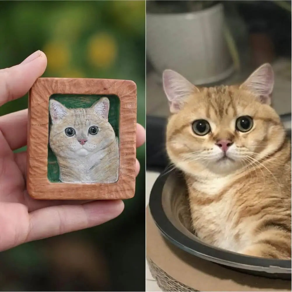 Tailored Pet Portrait Fridge Magnet in Wood