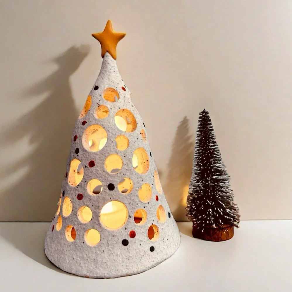 Handcrafted Ceramic Christmas Tree Candle Holder