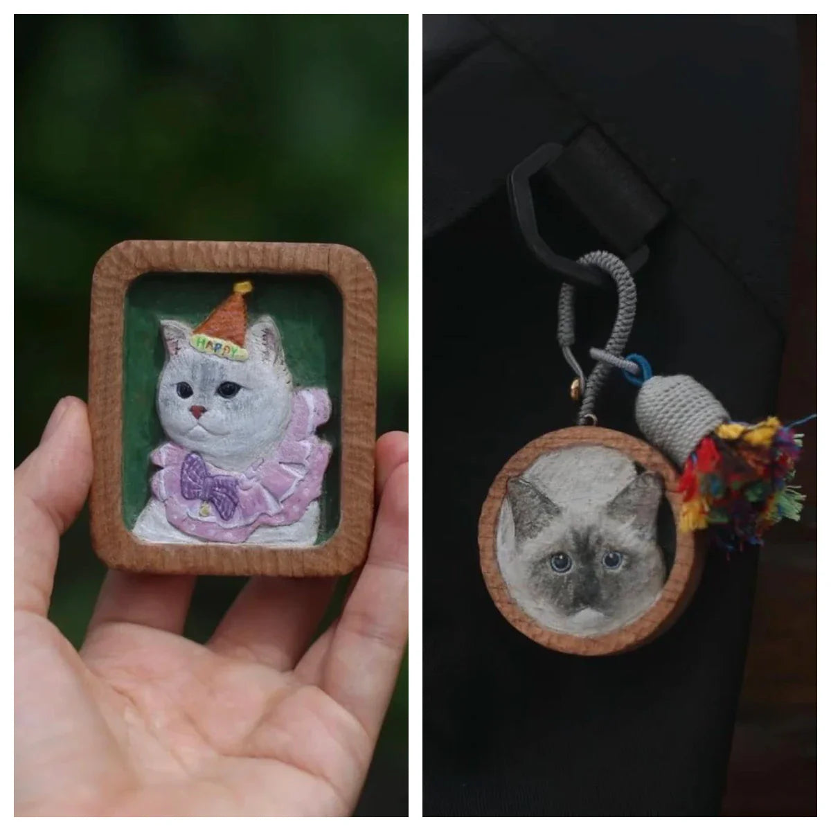 Tailored Pet Portrait Fridge Magnet in Wood