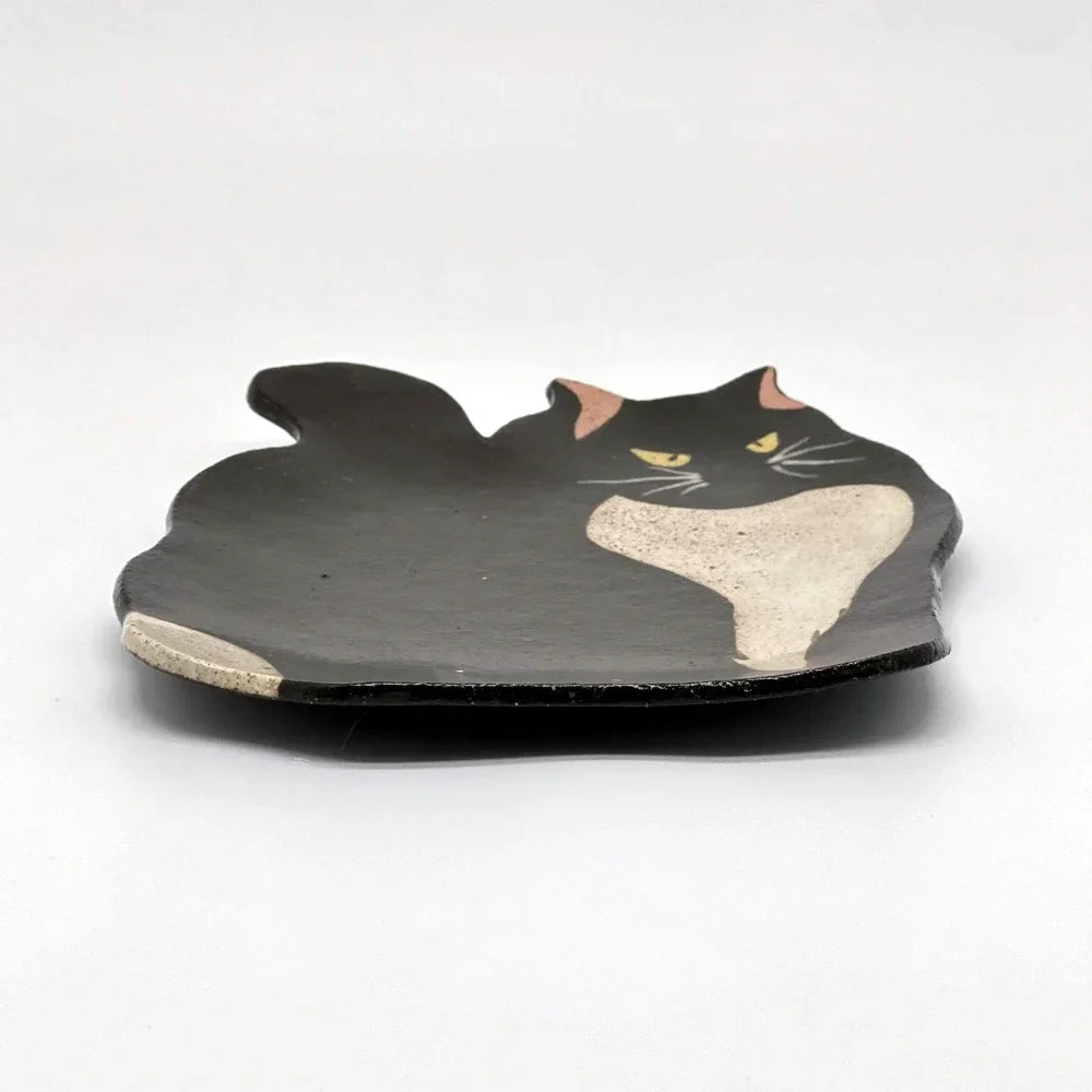 Purrfectly Painted Cat Plate - Tuxedo Cat