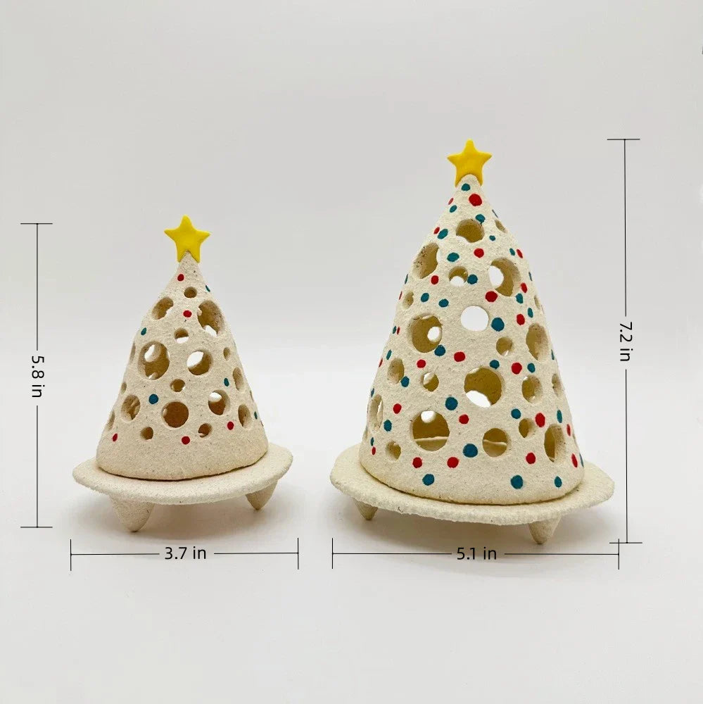 Handcrafted Ceramic Christmas Tree Candle Holder